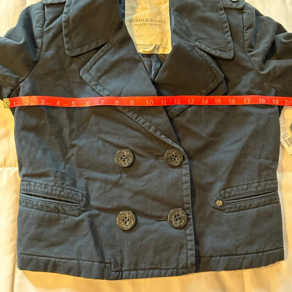 NEW Ralph Lauren Denim & Supply Cotton Double Breasted Peacoat M Navy Cropped - Picture 5 of 8